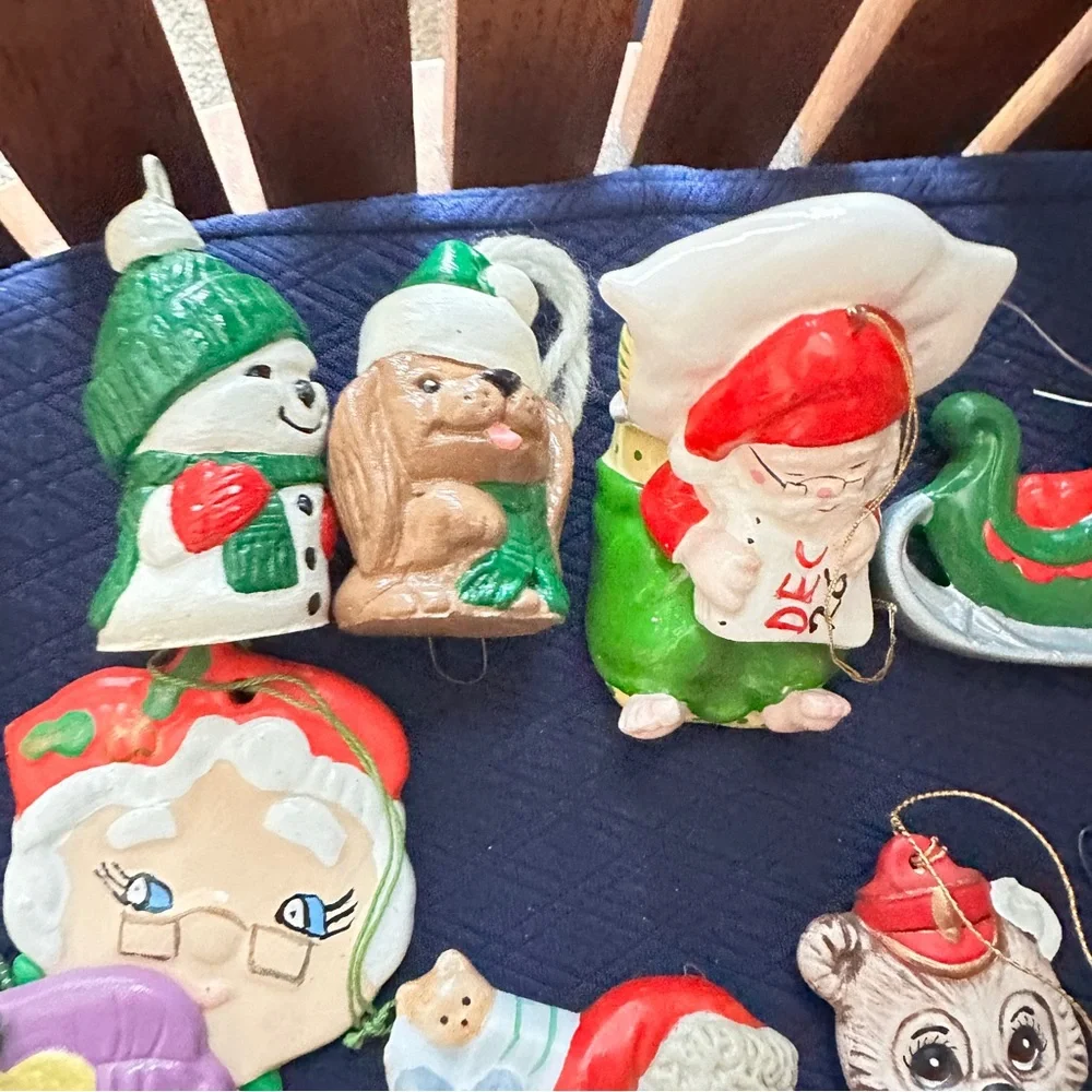 Vintage lot of 20 Handpainted ceramic Christmas ornaments